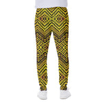 Gold African Ethnic Tribal Pattern Print Scuba Joggers