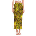 Gold African Ethnic Tribal Pattern Print Side Slit Maxi Skirt