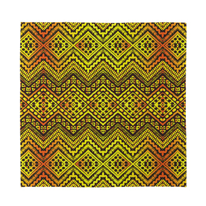 Gold African Ethnic Tribal Pattern Print Silk Bandana