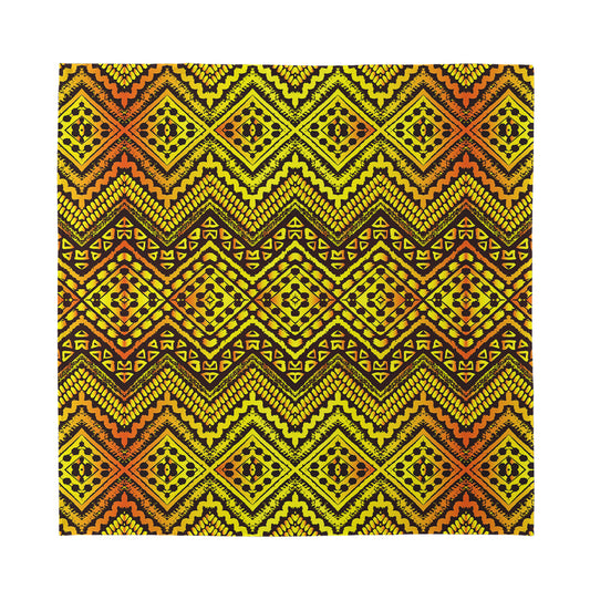 Gold African Ethnic Tribal Pattern Print Silk Bandana