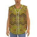 Gold African Ethnic Tribal Pattern Print Sleeveless Baseball Jersey