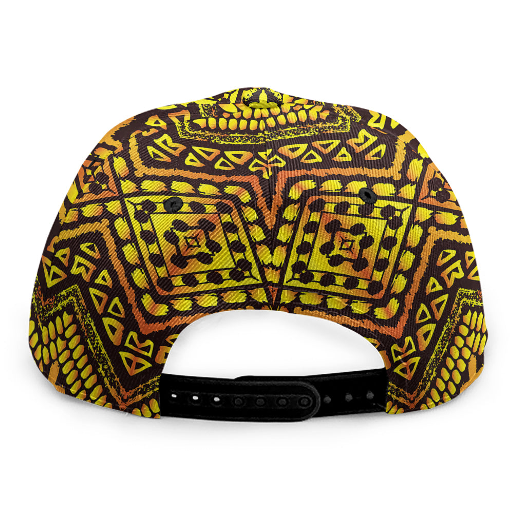 Gold African Ethnic Tribal Pattern Print Snapback Cap
