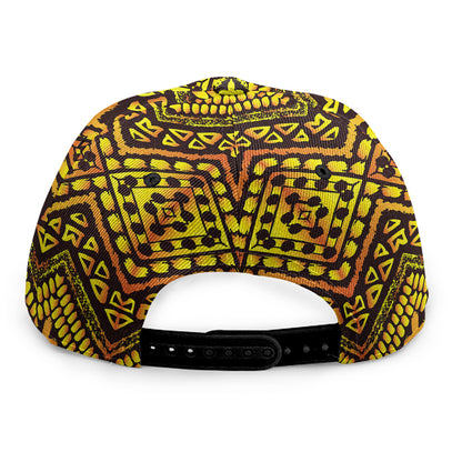Gold African Ethnic Tribal Pattern Print Snapback Cap