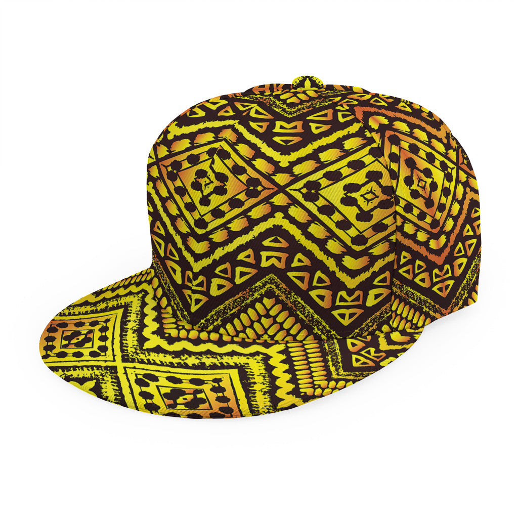 Gold African Ethnic Tribal Pattern Print Snapback Cap