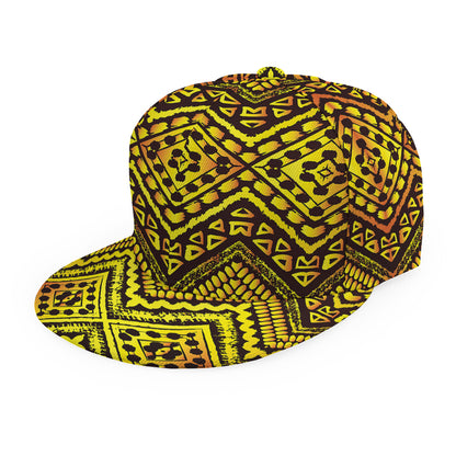 Gold African Ethnic Tribal Pattern Print Snapback Cap