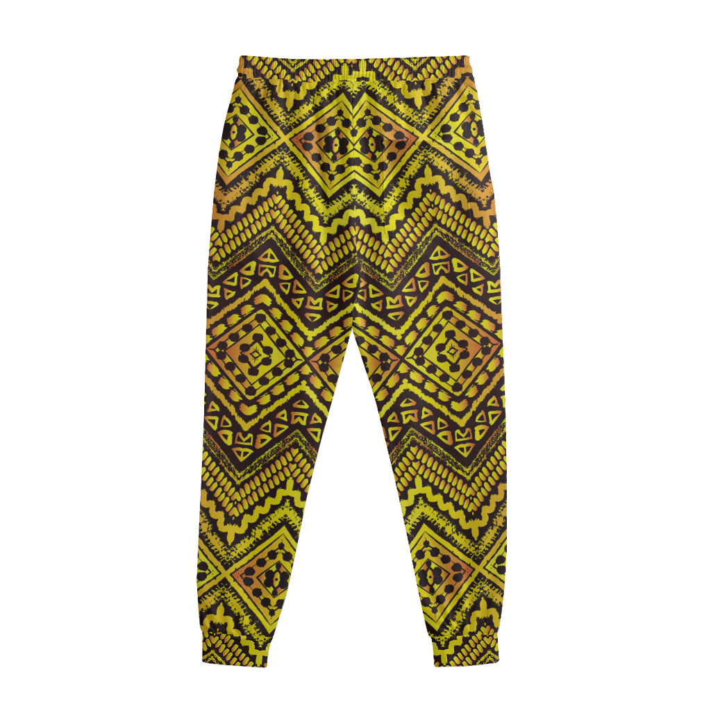 Gold African Ethnic Tribal Pattern Print Sweatpants