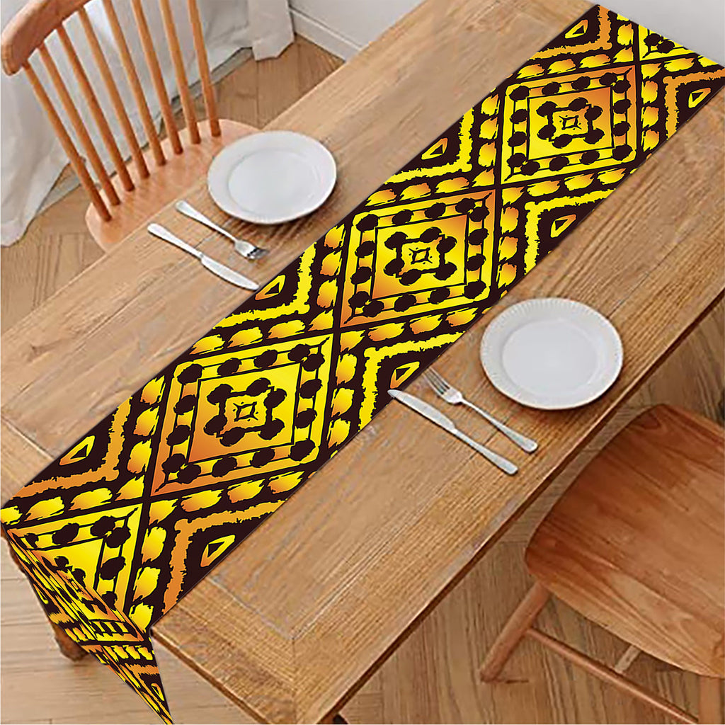 Gold African Ethnic Tribal Pattern Print Table Runner
