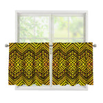 Gold African Ethnic Tribal Pattern Print Tier Curtains