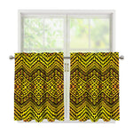 Gold African Ethnic Tribal Pattern Print Tier Curtains