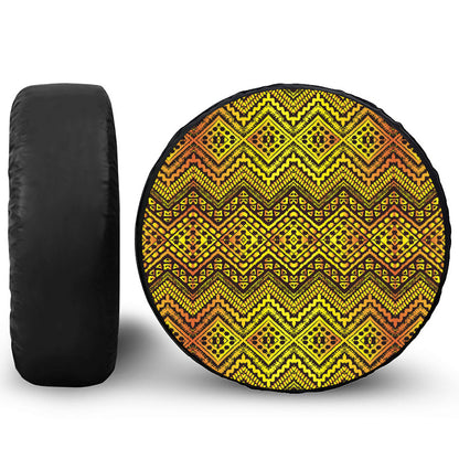 Gold African Ethnic Tribal Pattern Print Tire Cover