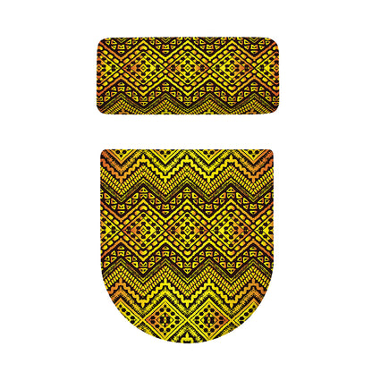 Gold African Ethnic Tribal Pattern Print Toilet Lid And Tank Cover Set