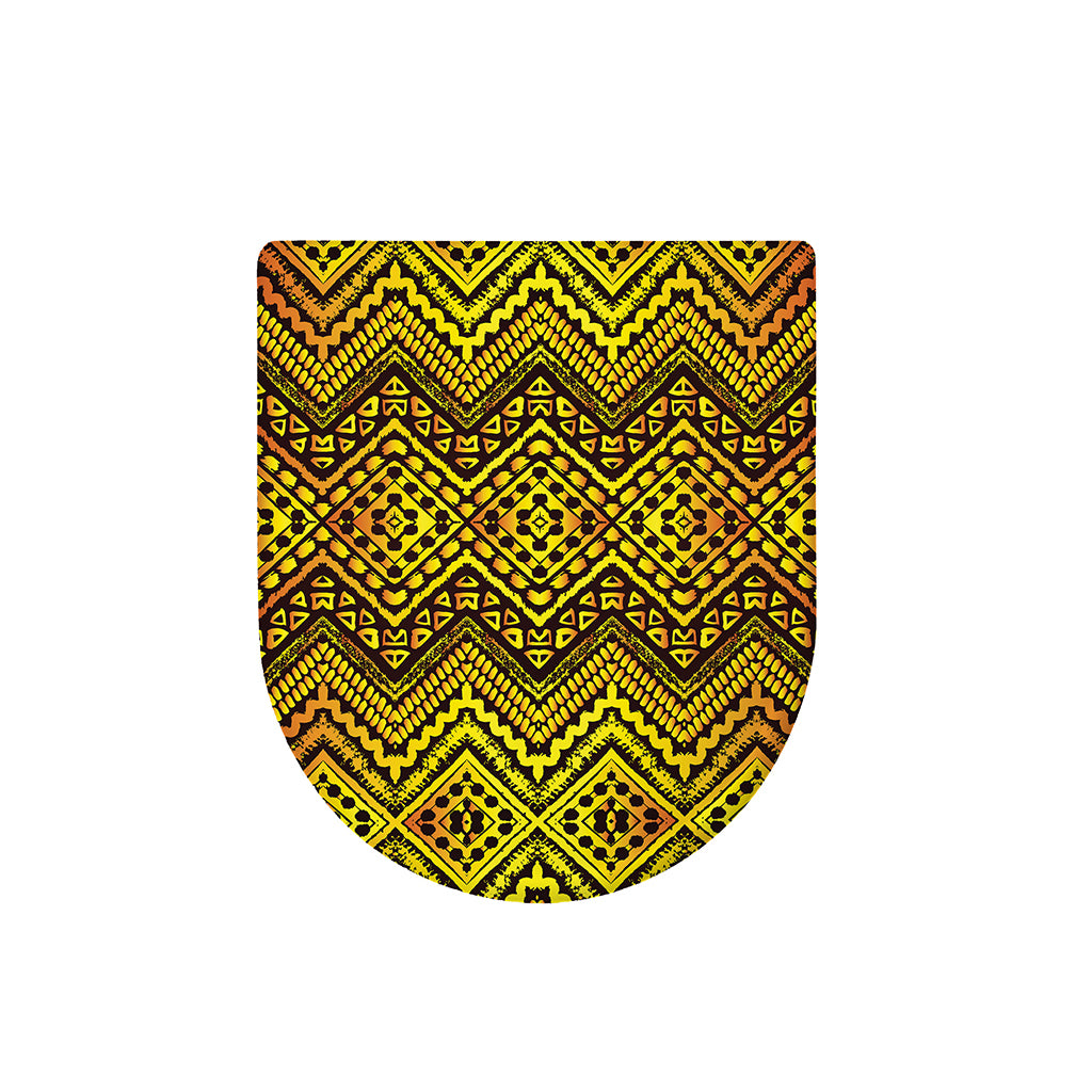 Gold African Ethnic Tribal Pattern Print Toilet Lid Cover