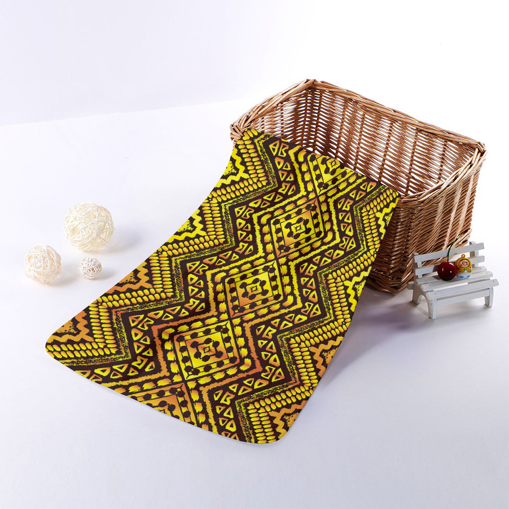 Gold African Ethnic Tribal Pattern Print Towel