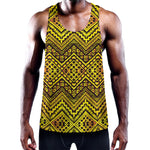 Gold African Ethnic Tribal Pattern Print Training Tank Top