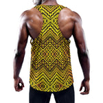 Gold African Ethnic Tribal Pattern Print Training Tank Top