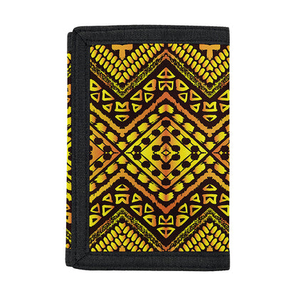 Gold African Ethnic Tribal Pattern Print Trifold Wallet