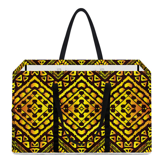 Gold African Ethnic Tribal Pattern Print Utility Tote Bag