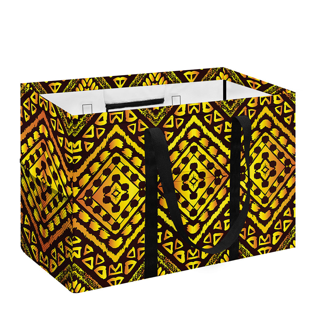Gold African Ethnic Tribal Pattern Print Utility Tote Bag