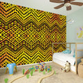 Gold African Ethnic Tribal Pattern Print Wall Sticker