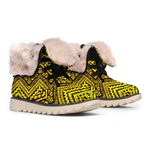 Gold African Ethnic Tribal Pattern Print Winter Boots