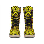 Gold African Ethnic Tribal Pattern Print Winter Boots