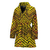 Gold African Ethnic Tribal Pattern Print Women's Bathrobe