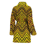 Gold African Ethnic Tribal Pattern Print Women's Bathrobe