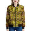 Gold African Ethnic Tribal Pattern Print Women's Bomber Jacket