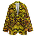 Gold African Ethnic Tribal Pattern Print Women's Cotton Blazer