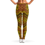 Gold African Ethnic Tribal Pattern Print Women's Leggings