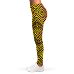Gold African Ethnic Tribal Pattern Print Women's Leggings