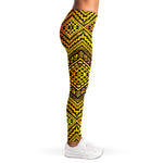Gold African Ethnic Tribal Pattern Print Women's Leggings