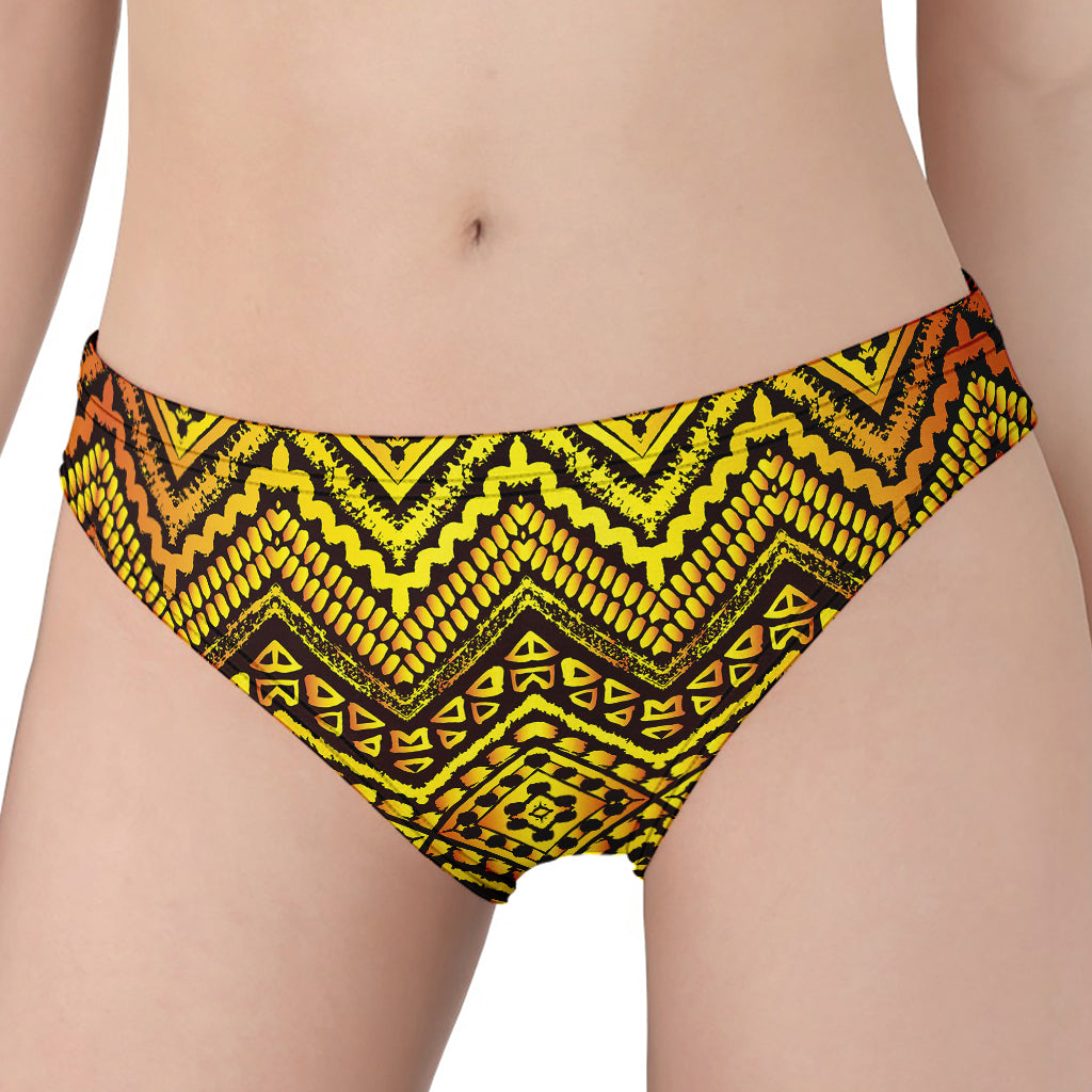 Gold African Ethnic Tribal Pattern Print Women's Panties