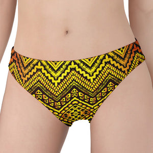 Gold African Ethnic Tribal Pattern Print Women's Panties