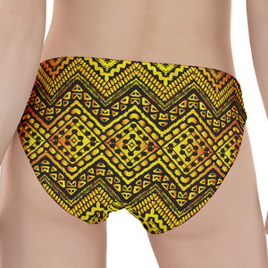 Gold African Ethnic Tribal Pattern Print Women's Panties