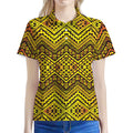 Gold African Ethnic Tribal Pattern Print Women's Polo Shirt