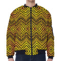 Gold African Ethnic Tribal Pattern Print Zip Sleeve Bomber Jacket