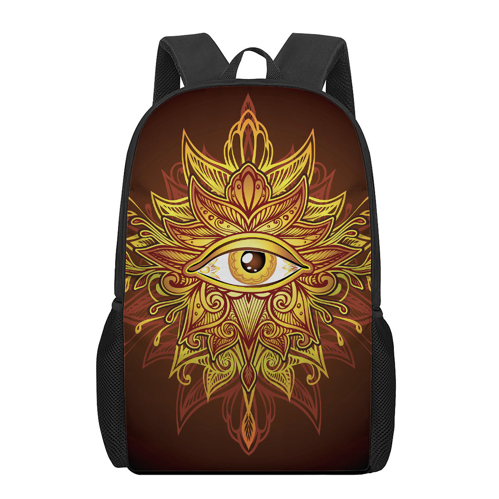 Gold All Seeing Eye Print 17 Inch Backpack