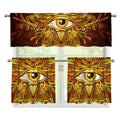 Gold All Seeing Eye Print 3 Piece Kitchen Curtains