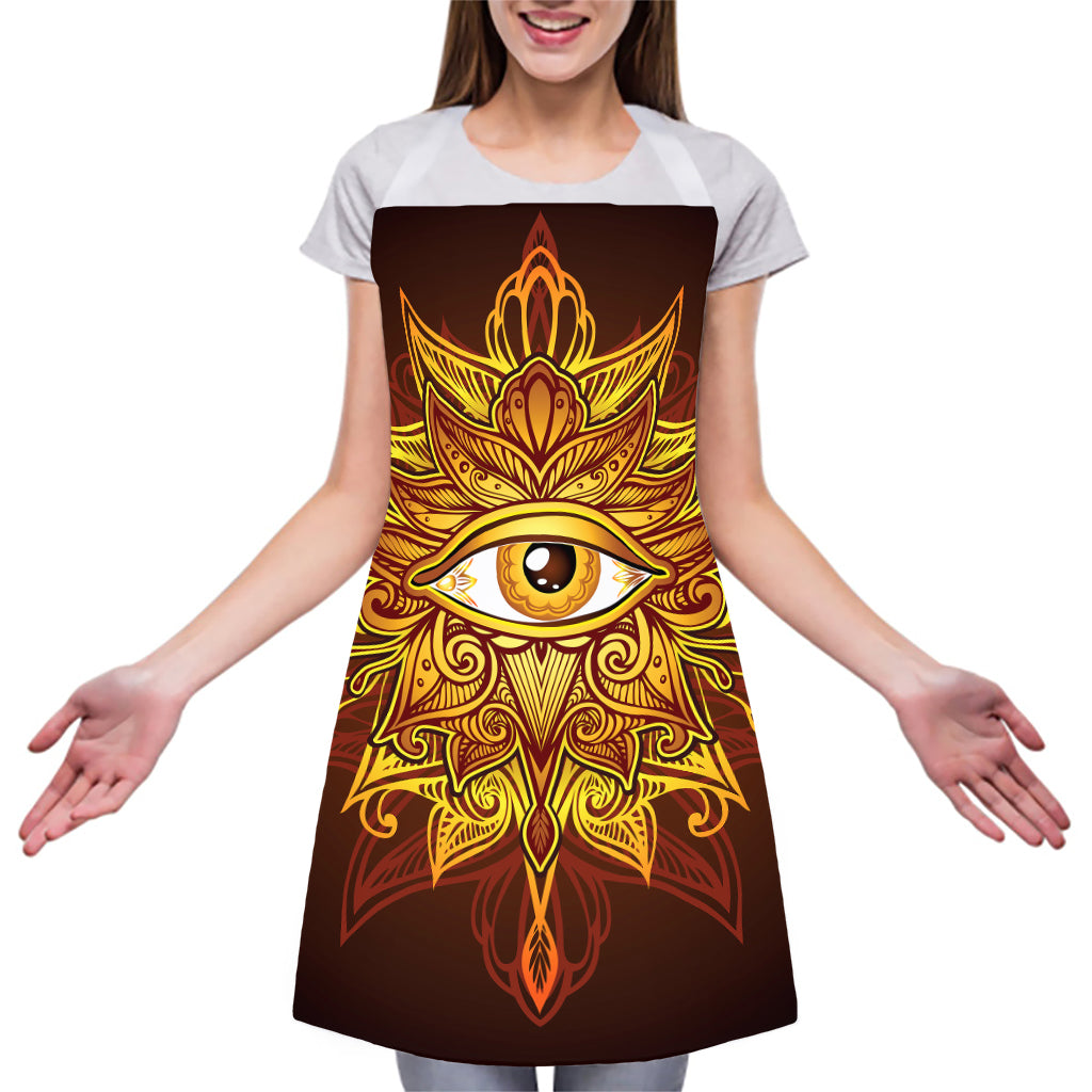 Gold All Seeing Eye Print Adjustable Apron