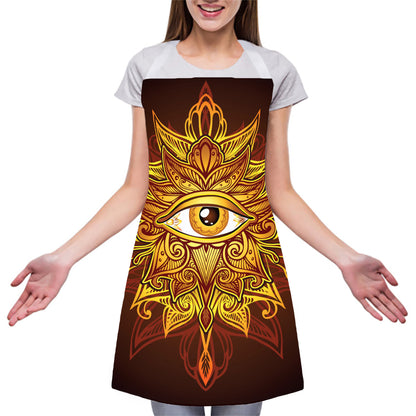 Gold All Seeing Eye Print Adjustable Apron