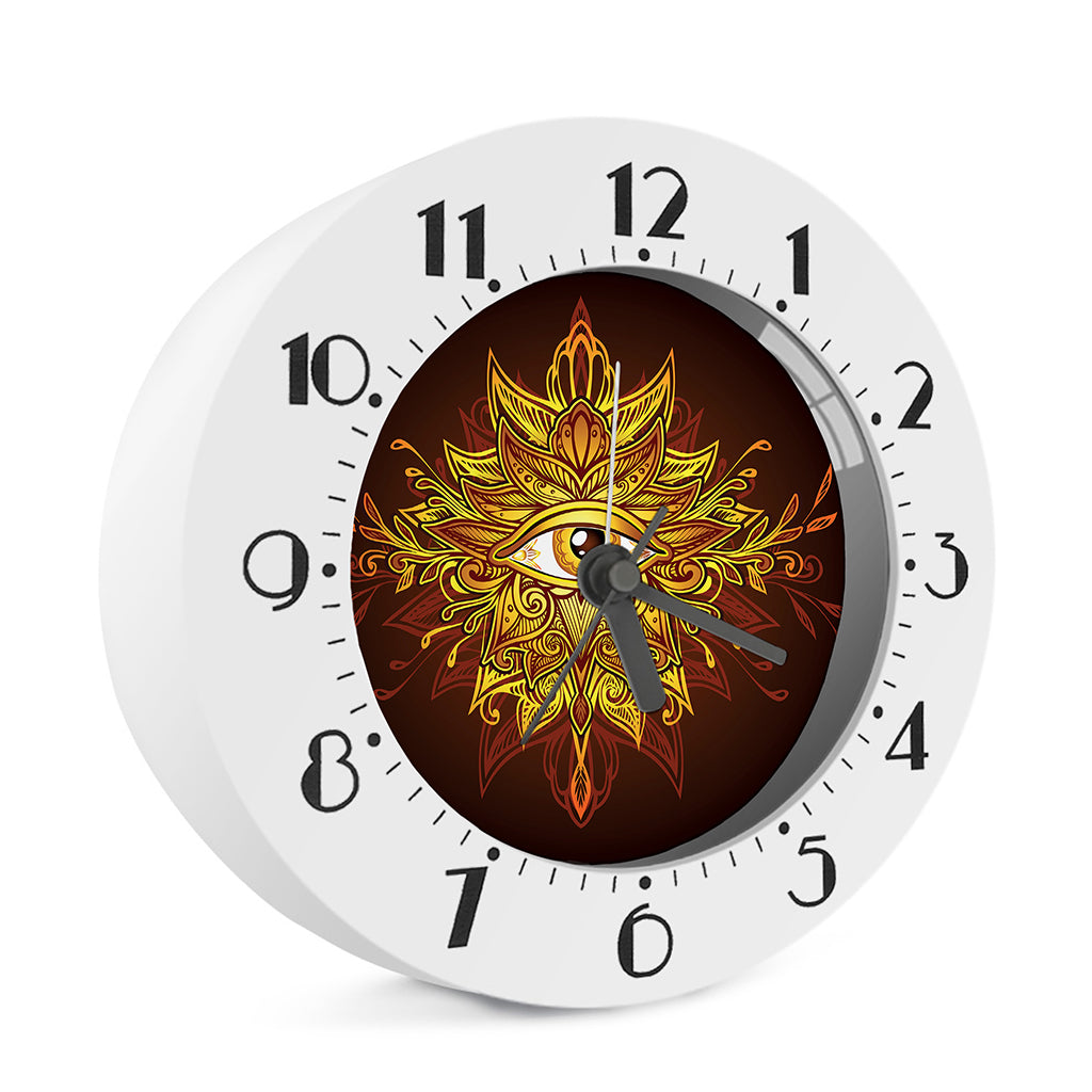 Gold All Seeing Eye Print Alarm Clock