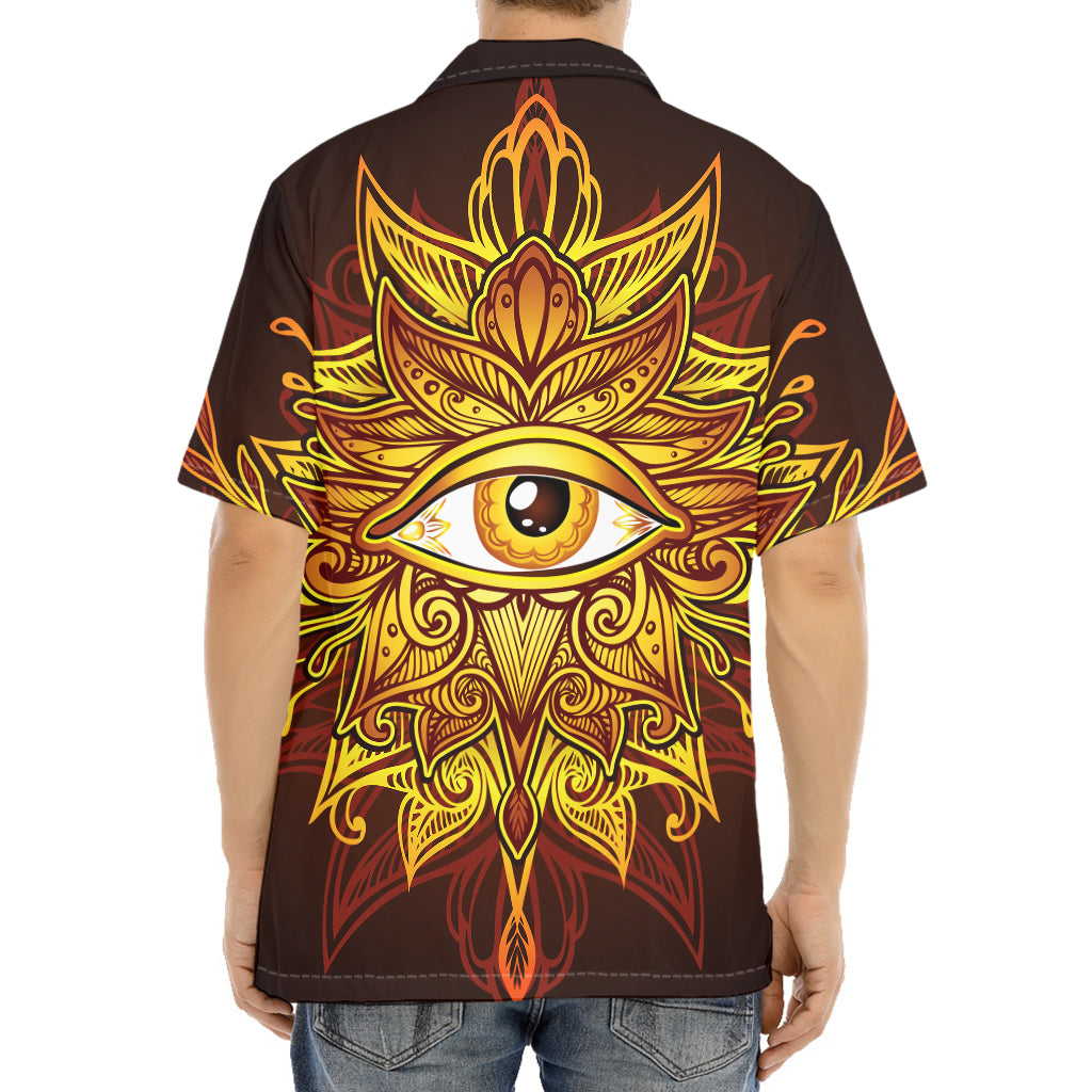 Gold All Seeing Eye Print Aloha Shirt