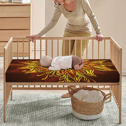 Gold All Seeing Eye Print Baby Crib Sheet