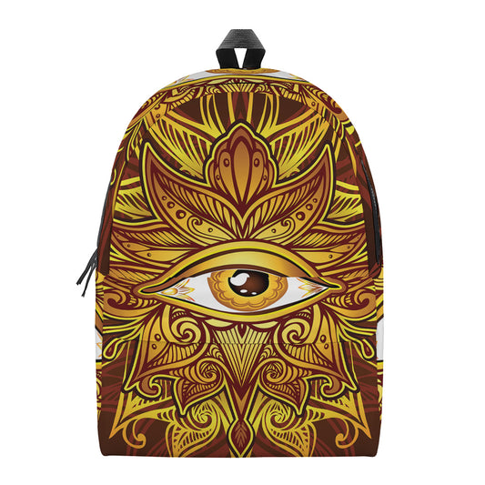 Gold All Seeing Eye Print Backpack