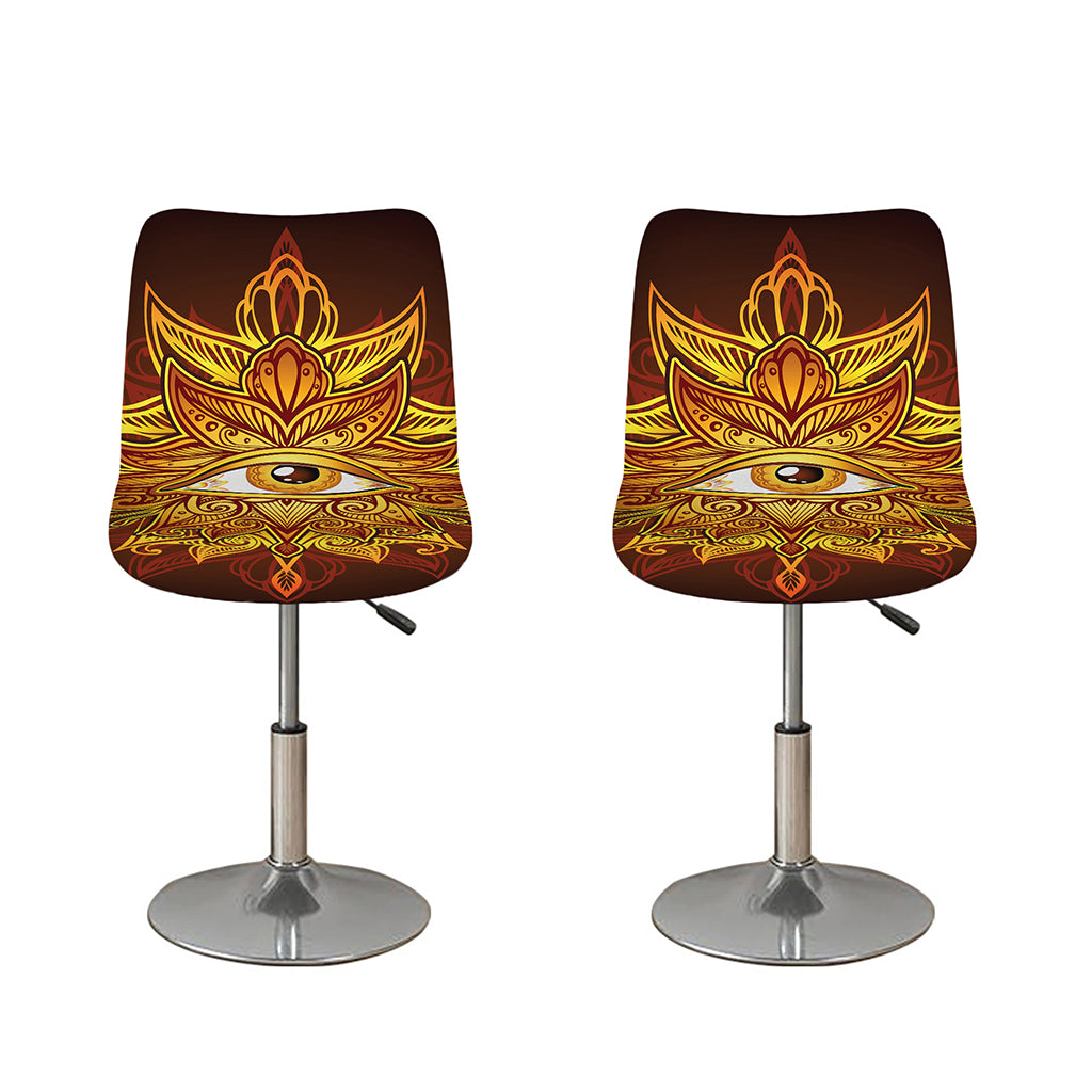 Gold All Seeing Eye Print Bar Stool Covers