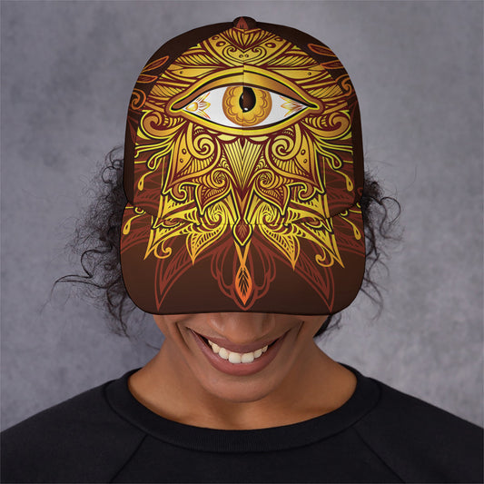 Gold All Seeing Eye Print Baseball Cap