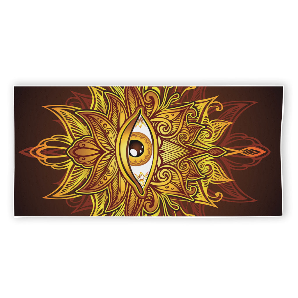 Gold All Seeing Eye Print Beach Towel