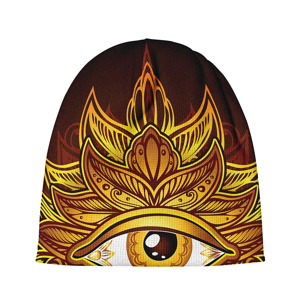 Gold All Seeing Eye Print Beanie