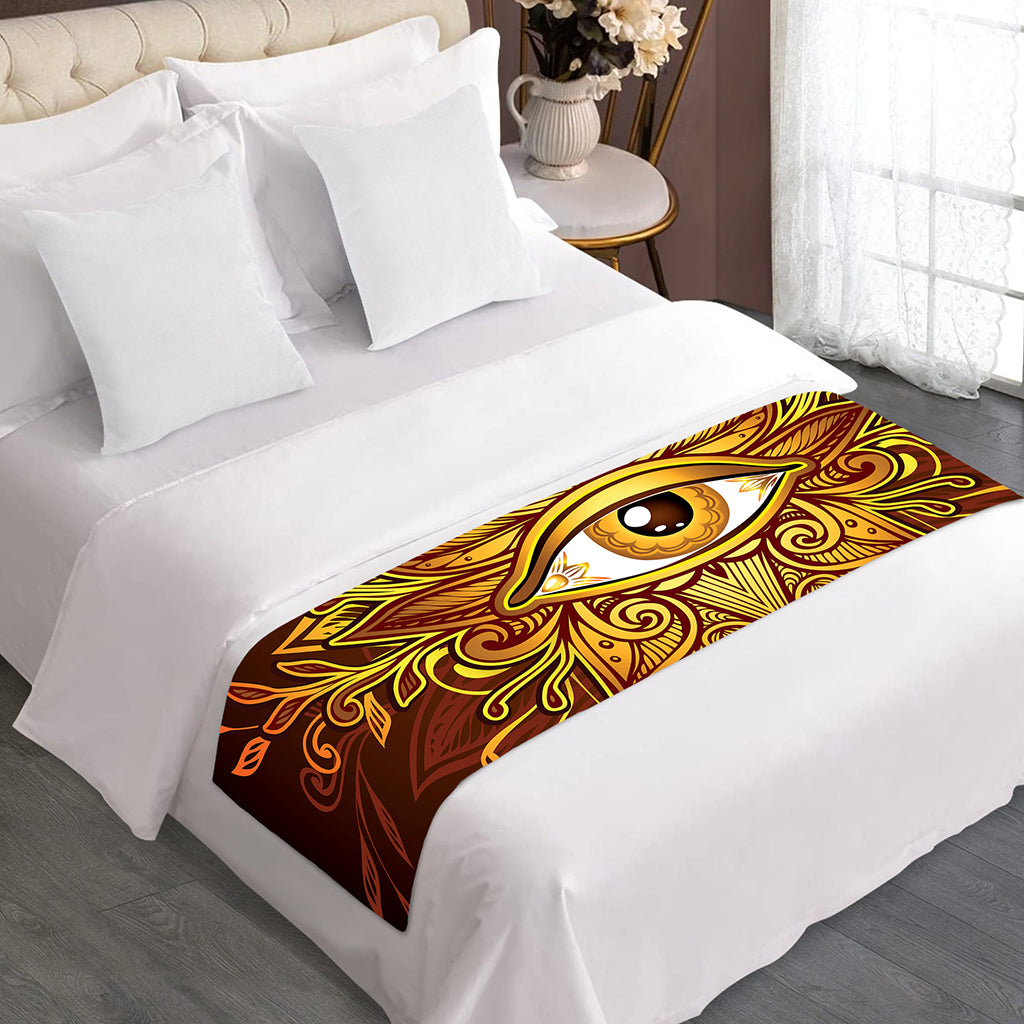 Gold All Seeing Eye Print Bed Runner
